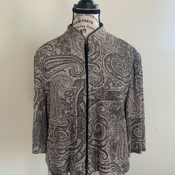 Alex Evenings Beige and Gray Textured Jacket - Picture 1 of 6